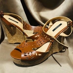 Forever 21 Brown Leather and Cork Wedge